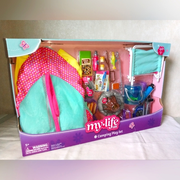 My Life As Camping Play Set for 18" Doll Tent Campfire Fishing Outdoor, 40pc - Picture 1 of 7